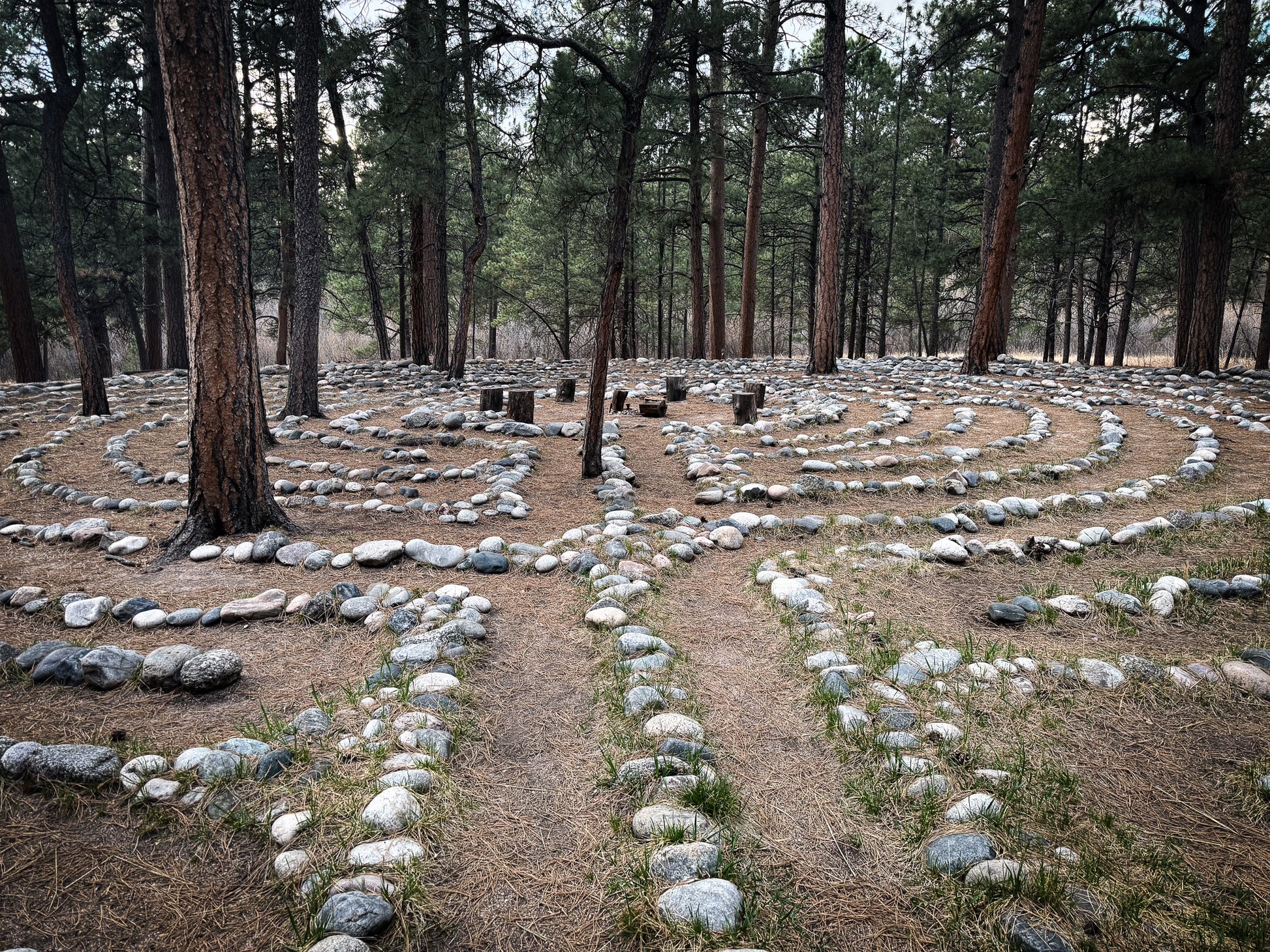 Rock labyrinth in a forest setting at Creepaway Camp, La Foret Conference and Retreat Center, Black Forest, Colorado.